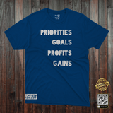 basic.CLTHG - Priorities Goals Profits Gains White Stamp - PRE-GAME Athletics