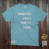 basic.CLTHG - Priorities Goals Profits Gains White Stamp - PRE-GAME Athletics